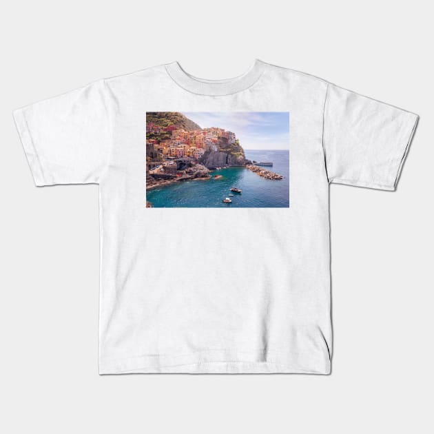 Cinque Terre in Italy on the coast Kids T-Shirt by jswolfphoto